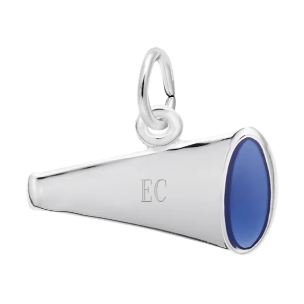 Sterling Silver Flat Painted Megaphone Charm Engravable Blocher Jewelers Ellwood City, PA