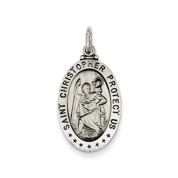 Sterling Silver Saint Christopher Medal Charm Blocher Jewelers Ellwood City, PA