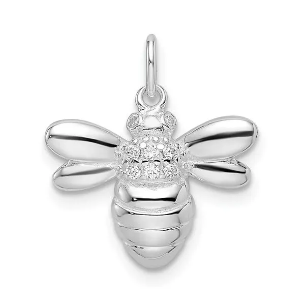 Sterling Silver Rhodium-plated Polished CZ Bumble Bee Pendant Blocher Jewelers Ellwood City, PA