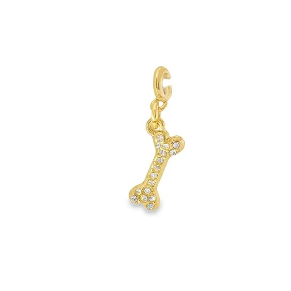 Gold Plated CZ Bone Charm with Spring Ring Blocher Jewelers Ellwood City, PA