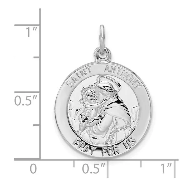 Sterling Silver Rhodium-plated Saint Anthony Pendant Blocher Jewelers Ellwood City, PA
