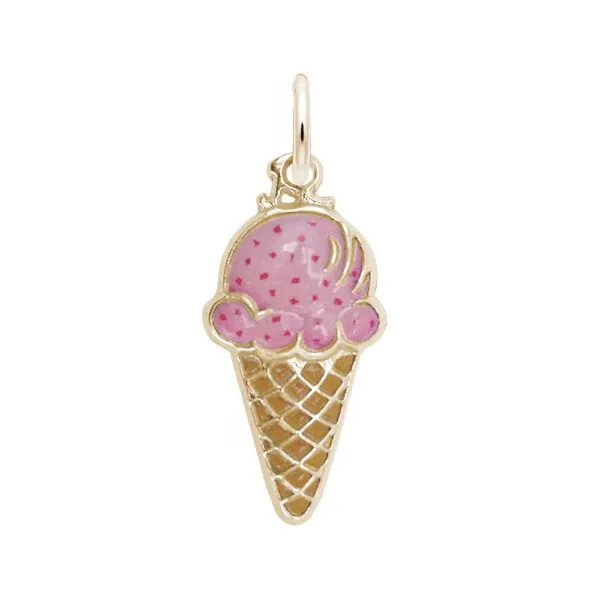 Sterling Silver Gold Plated Painted Ice Cream Cone Charm Blocher Jewelers Ellwood City, PA