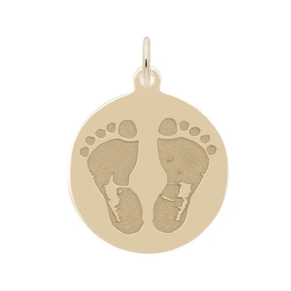 Sterling Silver Gold Plated Baby Footprint Disc Charm Blocher Jewelers Ellwood City, PA