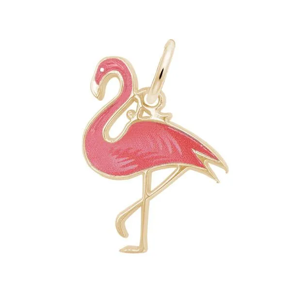 Sterling Silver Gold Plated Painted Flamingo Charm Blocher Jewelers Ellwood City, PA