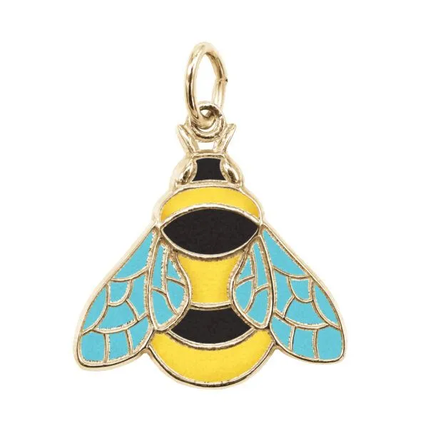 Sterling Silver Gold Plated Painted Bumble Bee Charm Blocher Jewelers Ellwood City, PA