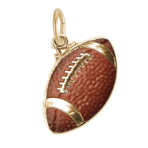 Sterling Silver Gold Plated Painted Football Charm Blocher Jewelers Ellwood City, PA