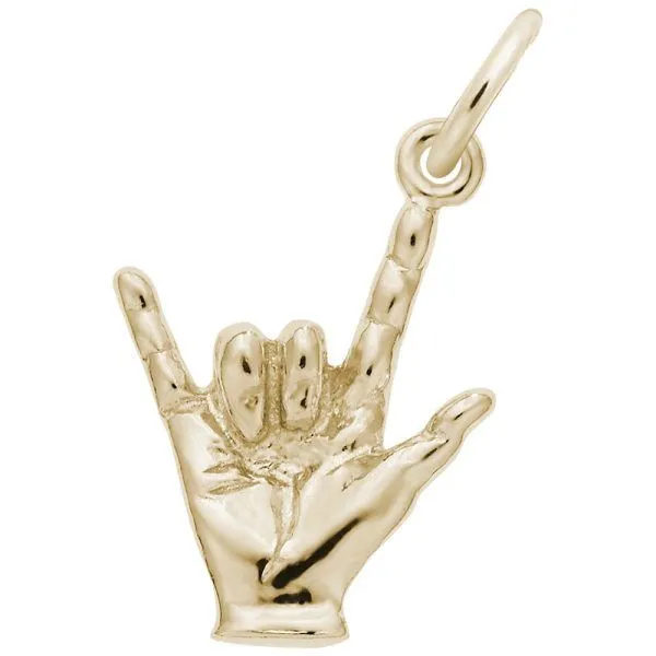 Gold Plated I Love You Hand Sign Charm Blocher Jewelers Ellwood City, PA