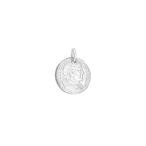 Rhodium Finish Sterling Silver Roman Coin Charm Blocher Jewelers Ellwood City, PA
