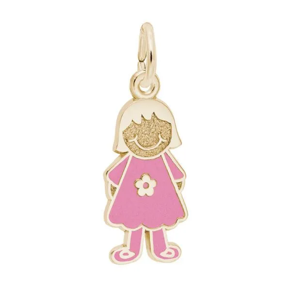 Sterling Silver Gold Plated Painted Girl With Flower Dress Charm Blocher Jewelers Ellwood City, PA