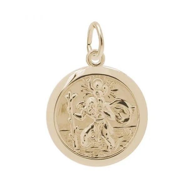 Sterling Silver Gold Plated St. Christopher Disc Charm Blocher Jewelers Ellwood City, PA