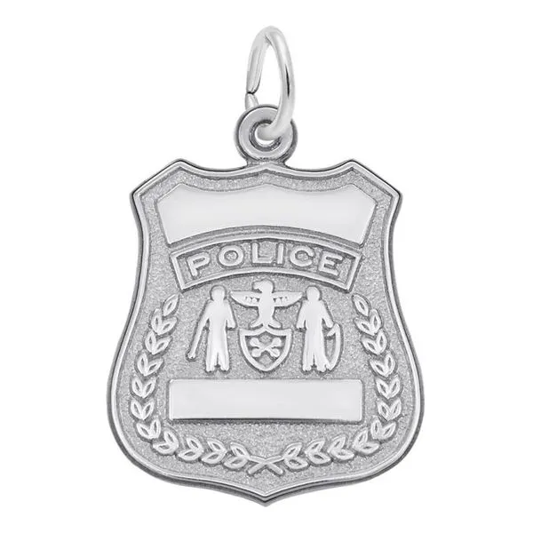 SS Police Badge Charm  0.73 in x 0.79 in Blocher Jewelers Ellwood City, PA