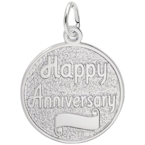 SS Happy Anniversary Disc Charm 0.78 in x 0.78 in Blocher Jewelers Ellwood City, PA