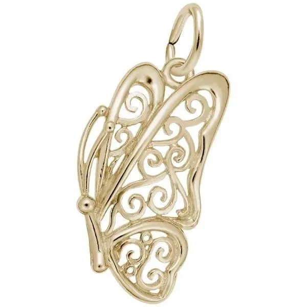 Gold-Plated Sterling Silver Filigree Butterfly Charm,  0.49 in x 0.86 in Blocher Jewelers Ellwood City, PA