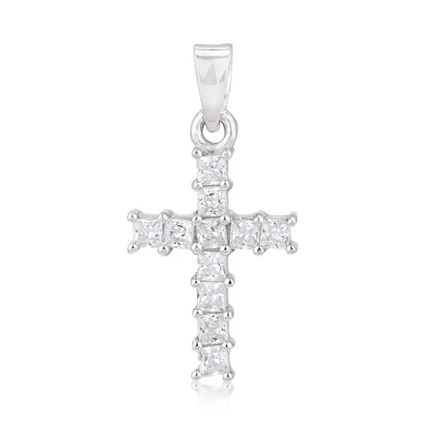 Sterling Silver CZ Cross Charm Blocher Jewelers Ellwood City, PA
