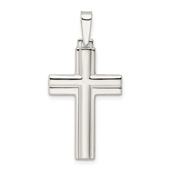 Sterling Silver Polished with Lines Latin Cross Pendant, 18 x 37.1mm Blocher Jewelers Ellwood City, PA