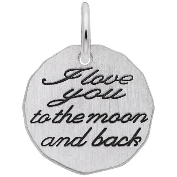 SS I Love You to the Moon and Back Tag Charm 0.73 in x 0.73 in Blocher Jewelers Ellwood City, PA