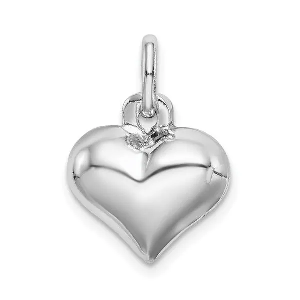 Sterling Silver Rhodium-plated Puffed Heart Charm Blocher Jewelers Ellwood City, PA