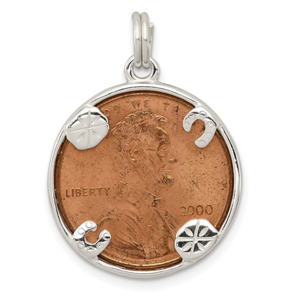Sterling Silver Rhodium-plated Penny Charm Blocher Jewelers Ellwood City, PA