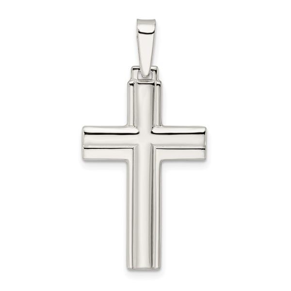 Sterling Silver Polished with Lines Latin Cross Pendant, 18 x 37.1mm Blocher Jewelers Ellwood City, PA
