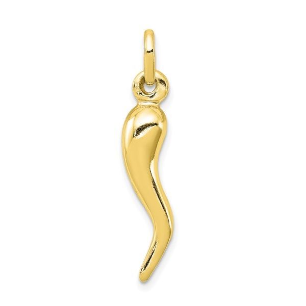 Sterling Silver Gold-tone Italian Horn Charm, 30mm x 6mm Blocher Jewelers Ellwood City, PA