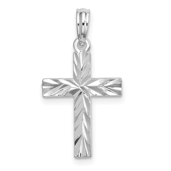 Sterling Silver Rhodium-plated All-Over Diamond-Cut Latin Cross Pendant Blocher Jewelers Ellwood City, PA