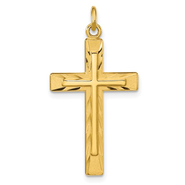 Sterling Silver Gold-plated Polished and Satin D/C Cross Pendant Blocher Jewelers Ellwood City, PA