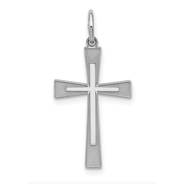 Sterling Silver Rhodium-plated Laser Cut Cross Pendant Blocher Jewelers Ellwood City, PA