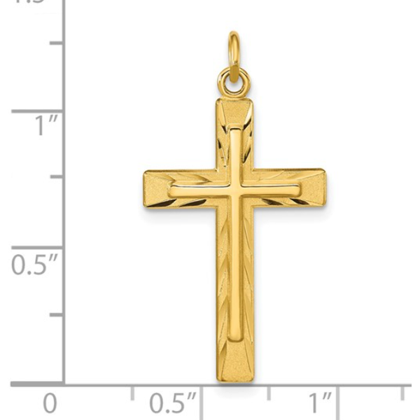 Sterling Silver Gold-plated Polished and Satin D/C Cross Pendant Image 2 Blocher Jewelers Ellwood City, PA