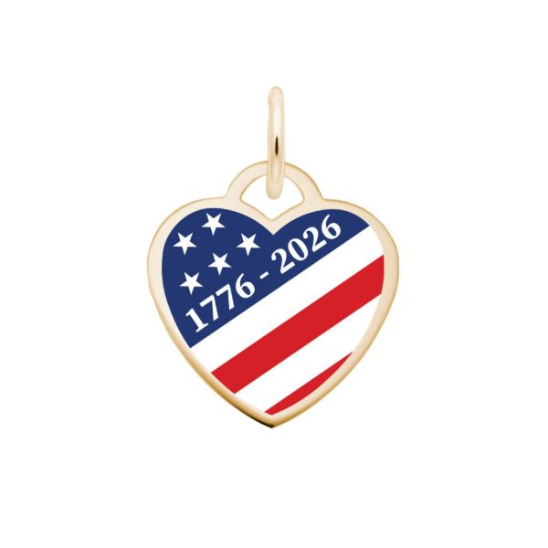 GP Painted USA 250 – 1776-2026 Stars & Stripes Heart Charm Blocher Jewelers Ellwood City, PA