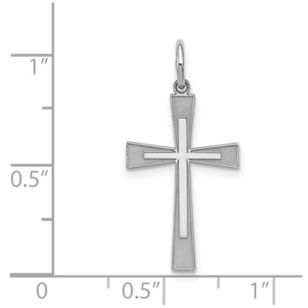 Sterling Silver Rhodium-plated Laser Cut Cross Pendant Image 2 Blocher Jewelers Ellwood City, PA