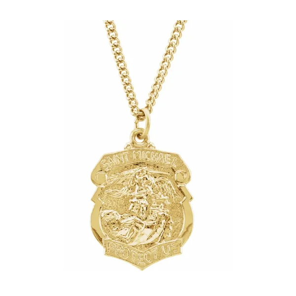 24K Yellow Gold-Plated 28.6x20.87 mm St. Michael 24