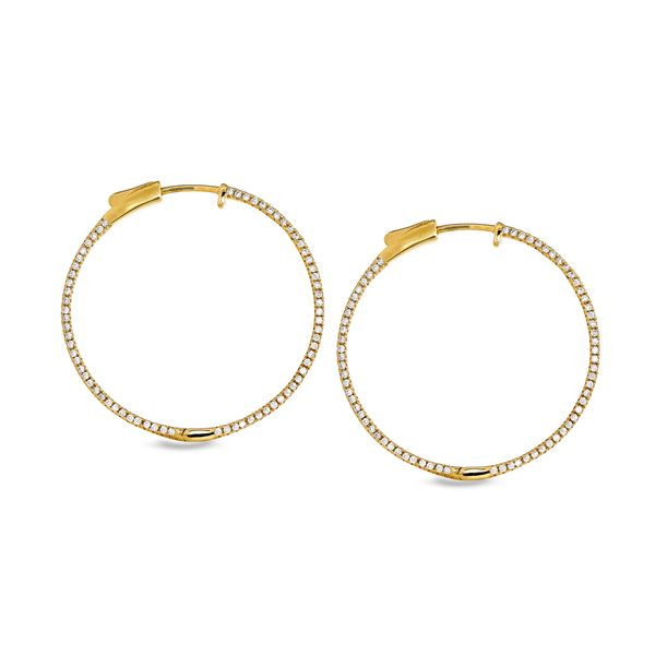Gold-Plated Micropave Side Stones Large Hoop Earrings Blocher Jewelers Ellwood City, PA
