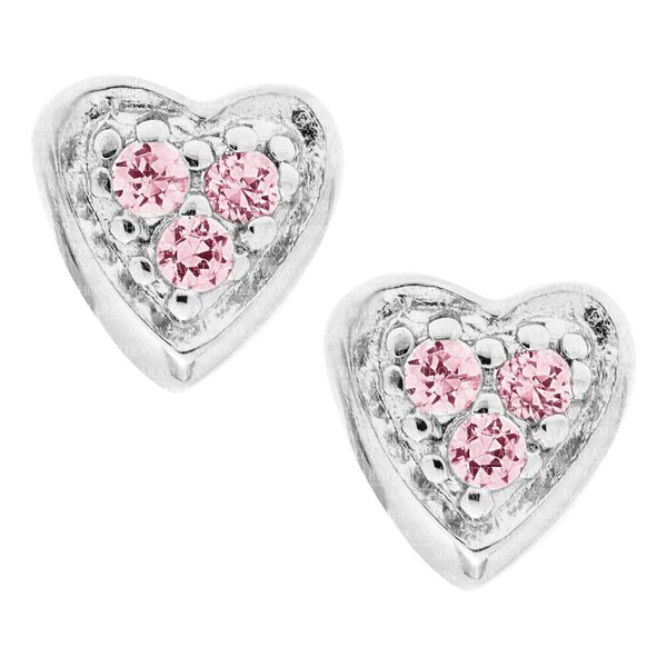 Sterling Silver Heart Earrings with Pink CZ Blocher Jewelers Ellwood City, PA