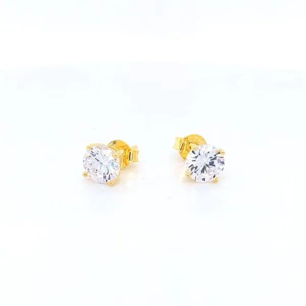 SS Gold-Plated 6mm CZ Studs Blocher Jewelers Ellwood City, PA