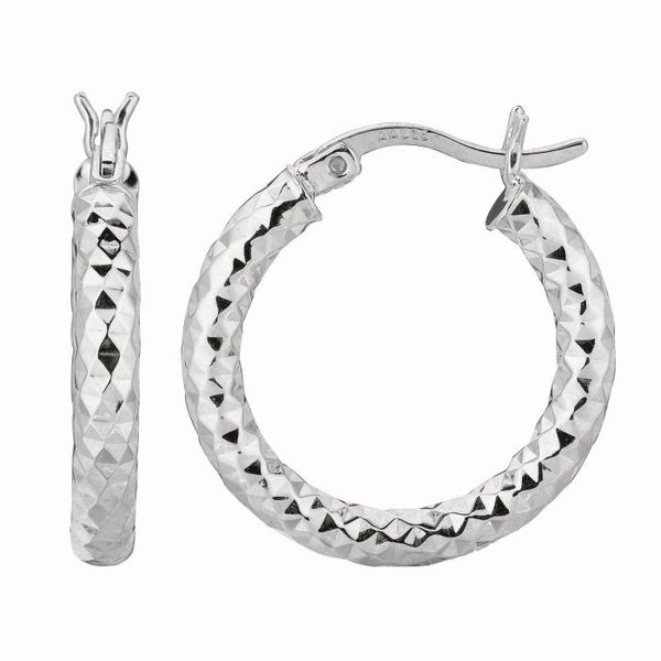 Sterling Silver Diamond Cut Hoop Earrings Blocher Jewelers Ellwood City, PA