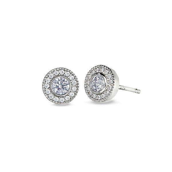 Sterling Silver Micropave Round Simulated Light Amethyst Earrings Blocher Jewelers Ellwood City, PA