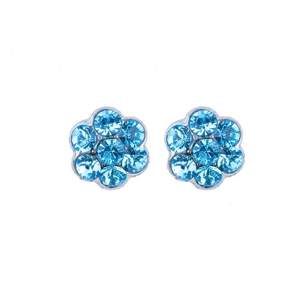 Petite Flower Post Earrings in Aquamarine Blocher Jewelers Ellwood City, PA