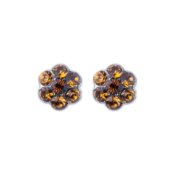 Petite Flower Post Earrings in Smoked Topaz Blocher Jewelers Ellwood City, PA