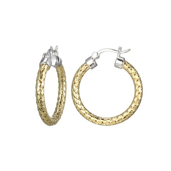 Two-Tone Sterling Silver Mesh Hoop Earring Blocher Jewelers Ellwood City, PA