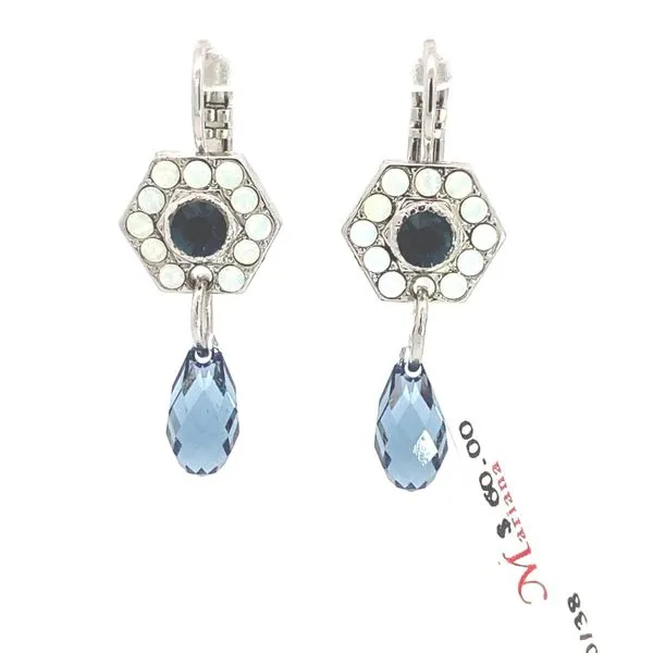 Mariana - Blue and White Flower with Drop Leverback Blocher Jewelers Ellwood City, PA