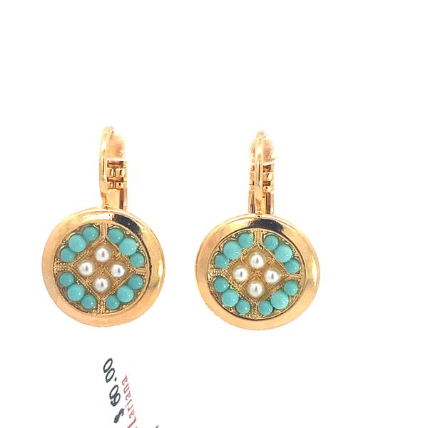 Mariana - Gold Plated Pearl and Seafoam Floral Leverback Blocher Jewelers Ellwood City, PA