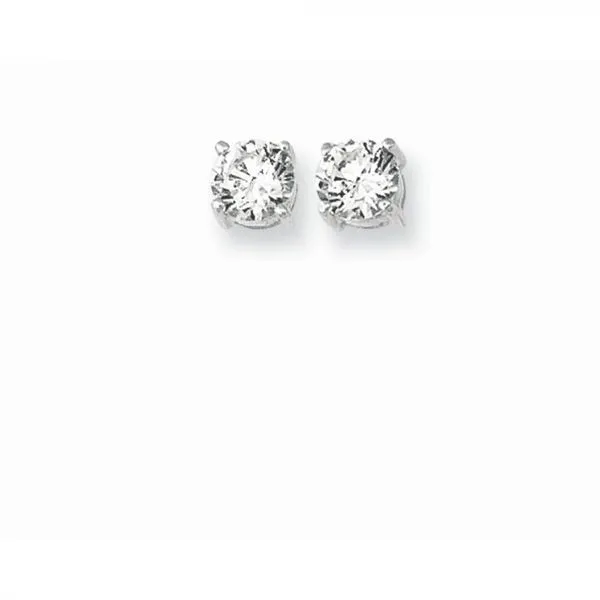 Sterling Silver 6MM White Round CZ Stud Earrings Blocher Jewelers Ellwood City, PA