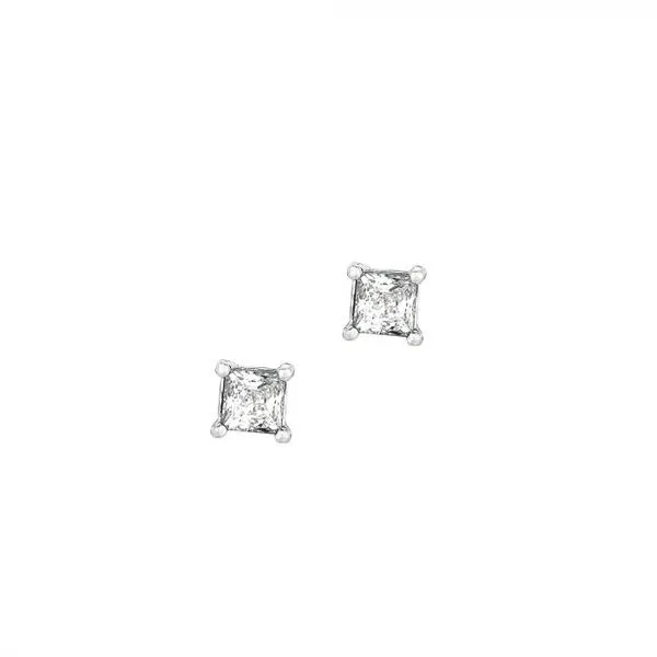 Silver 4MM Princess CZ Earrings Blocher Jewelers Ellwood City, PA