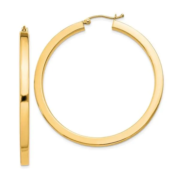 Sterling Silver Flash Gold-plated Square Tube Hoop Earrings Blocher Jewelers Ellwood City, PA