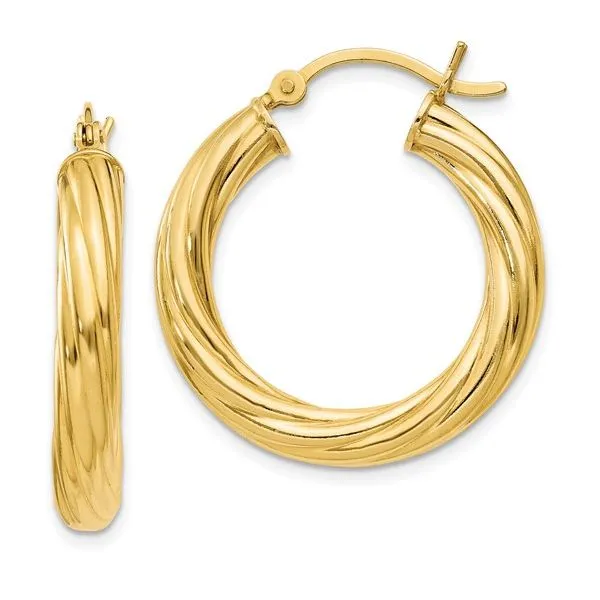 Sterling Silver Gold Flash Plated Twisted Hoop Earrings Blocher Jewelers Ellwood City, PA