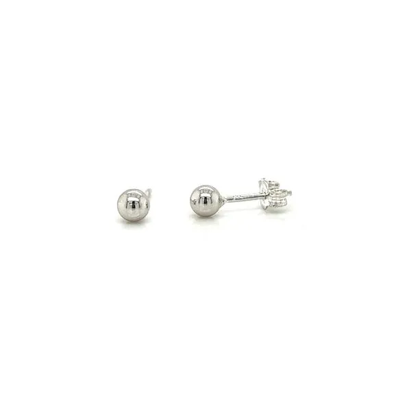 White Sterling Silver 4mm Ball Stud Earrings Blocher Jewelers Ellwood City, PA
