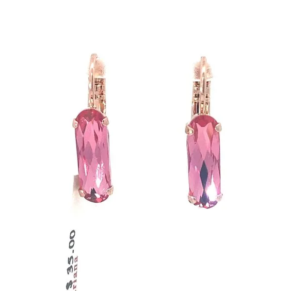 Rose Plated Pink Oval Dangle Leverbacks Blocher Jewelers Ellwood City, PA