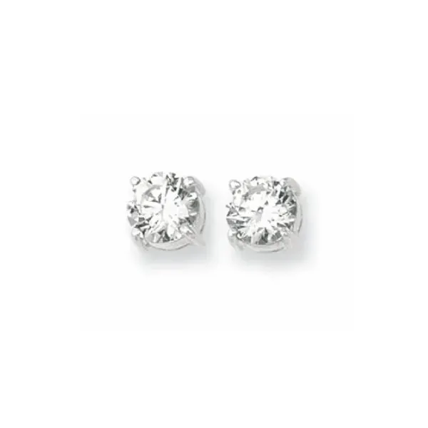 Sterling Silver 7MM Round White CZ Stud Earrings Blocher Jewelers Ellwood City, PA