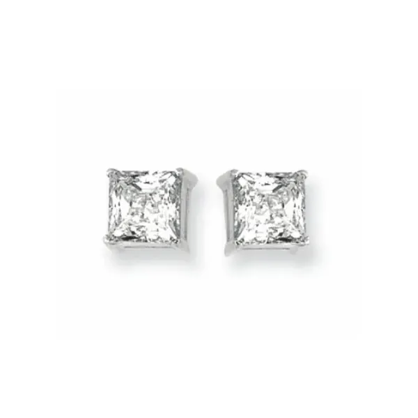 Sterling Silver 6MM Princess CZ Stud Earring Blocher Jewelers Ellwood City, PA