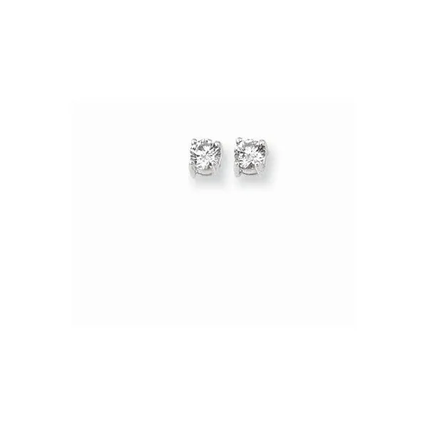 Sterling Silver 4MM White Round CZ Stud Earrings Blocher Jewelers Ellwood City, PA